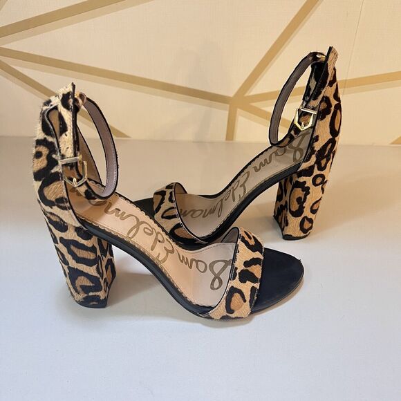 Sam Edelman Yaro Womens Leopard Animal Print Ankle Strap Block Heels Shoes 6.5M - Picture 4 of 6